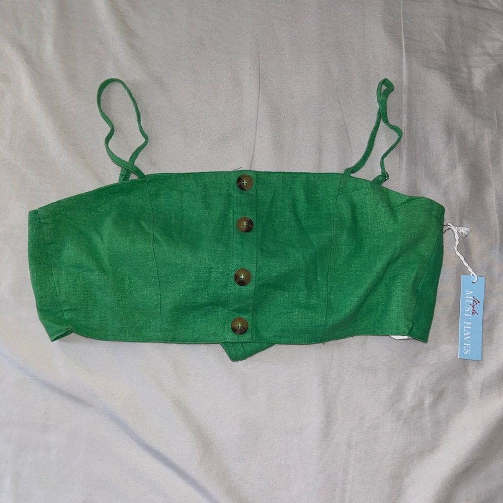 Green Buttoned Crop Top